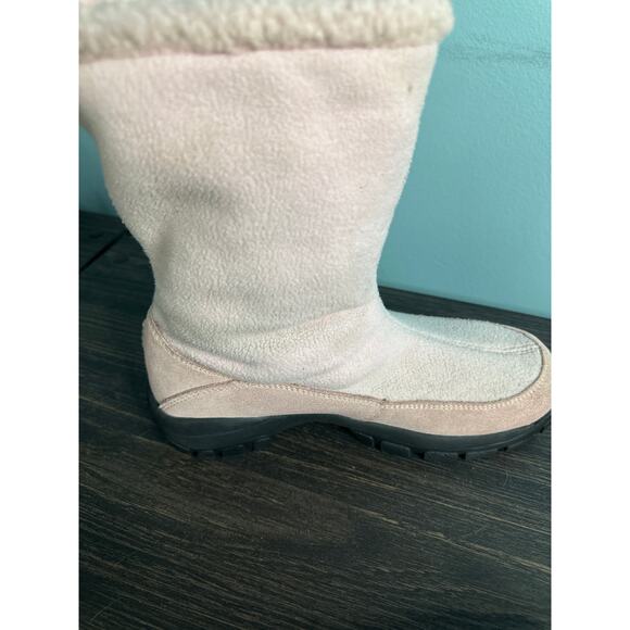 Lands End Boots Womens 7 B Mid Calf Back Zip Insulated Winter Boot pink Suede - Picture 8 of 8